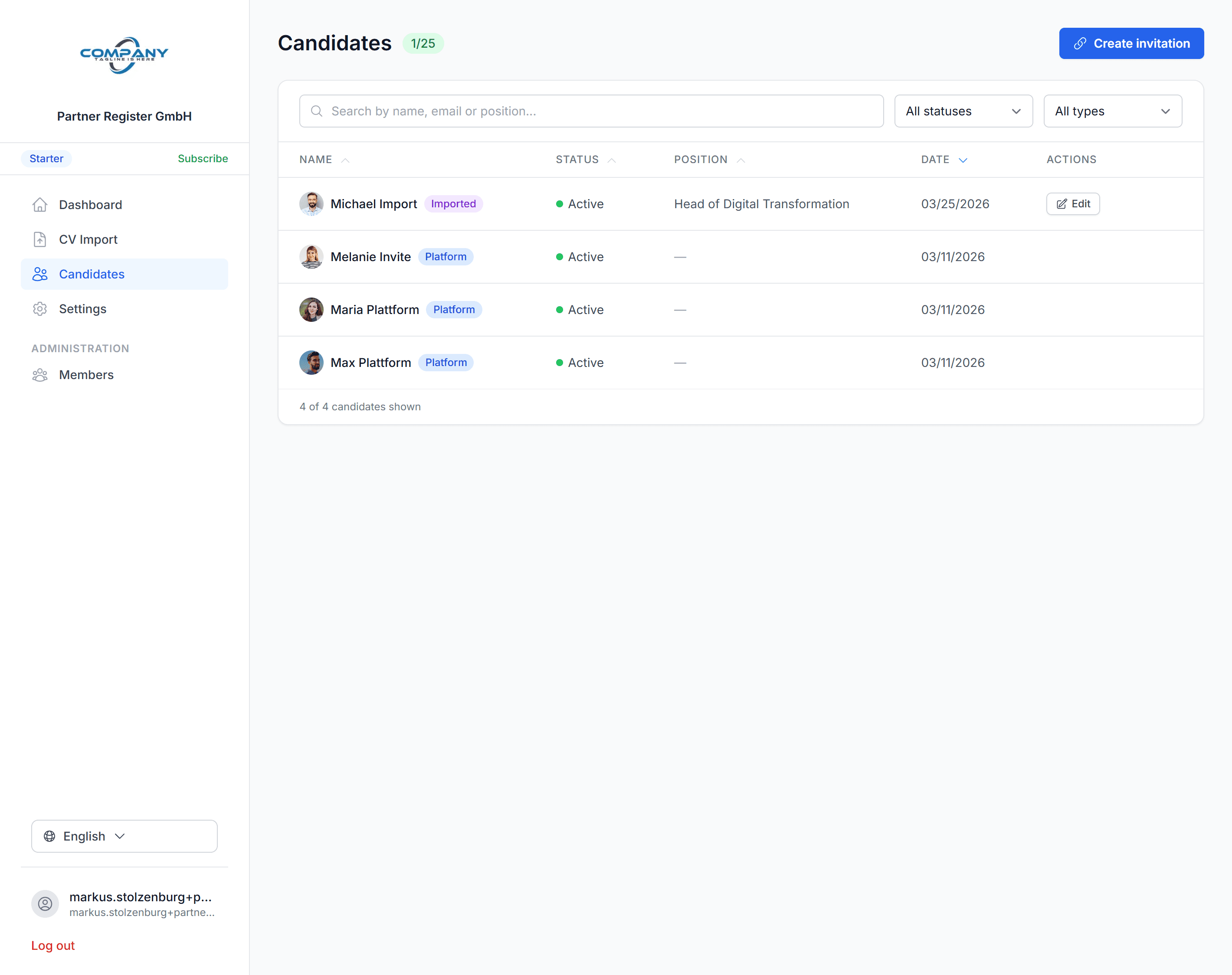 Partner Portal mit Multi-Tenant Candidate Management und Tier-basiertem Feature-Gating